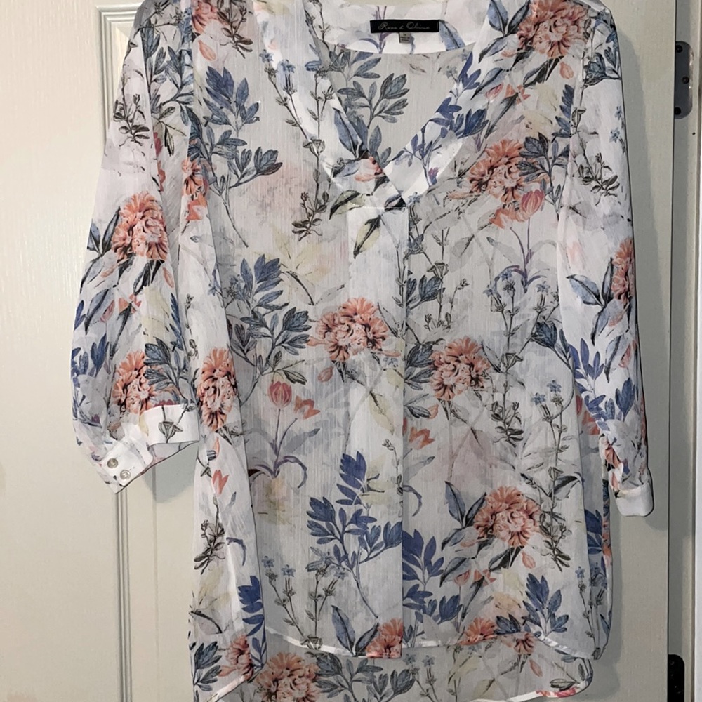 Rose & Olive Floral Blouse Size 1X